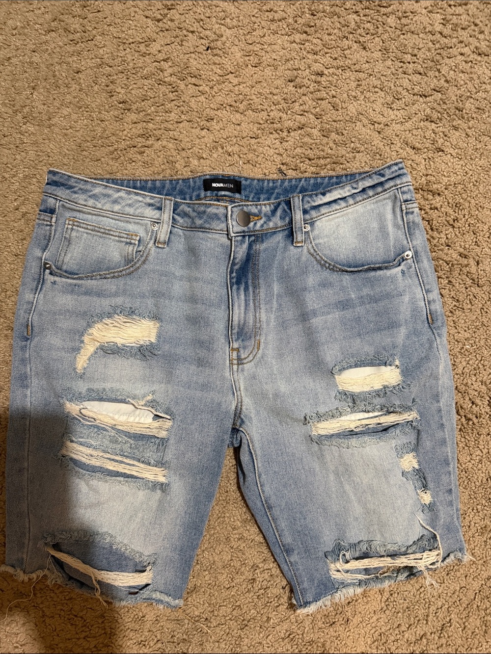 Fashion Nova Light Wash Distressed Denim Jean Shorts